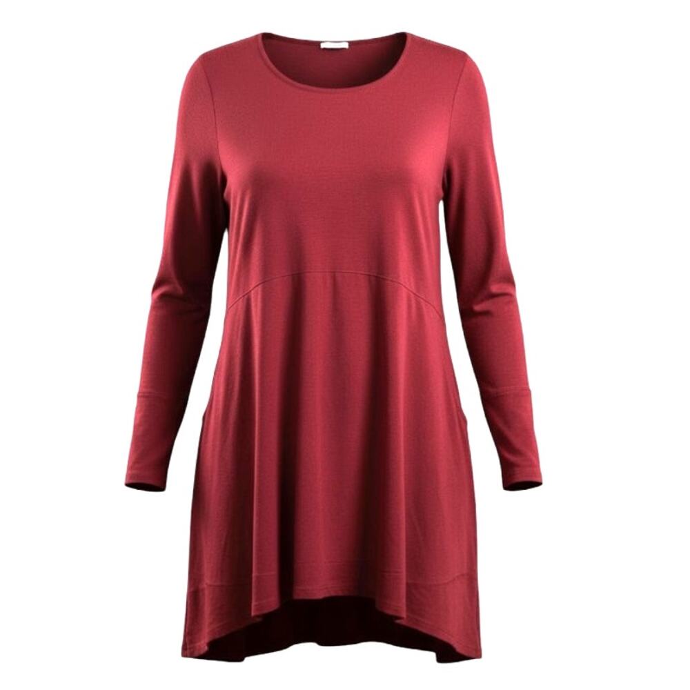 Chico's Hi Low Tunic Womens Top Sz‎ 1/Med Long Sleeve Button Cuffs Lagenlook Y2K